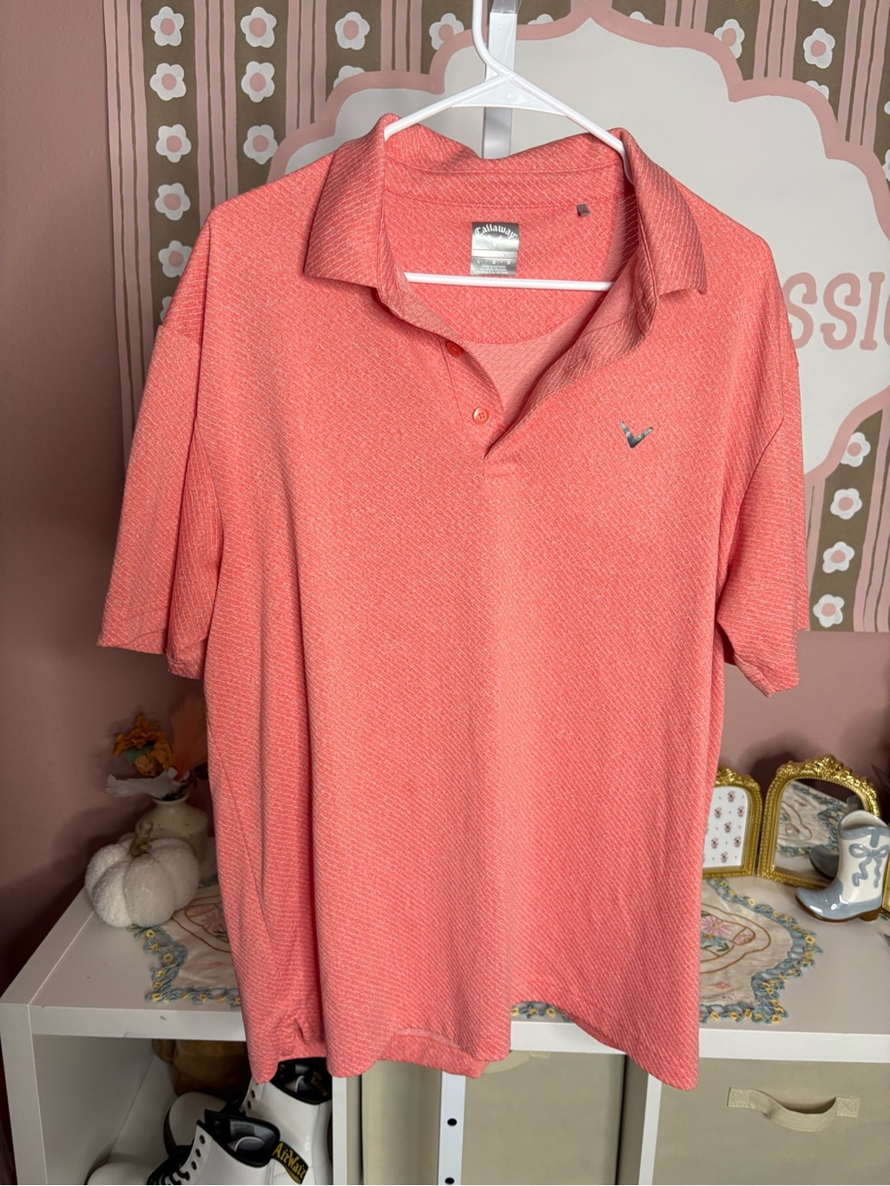 Callaway Men’s Coral Pink Textured Polo